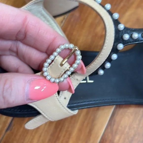 Chanel Black and Tan with pearls Women's Sandals - Picture 10 of 12